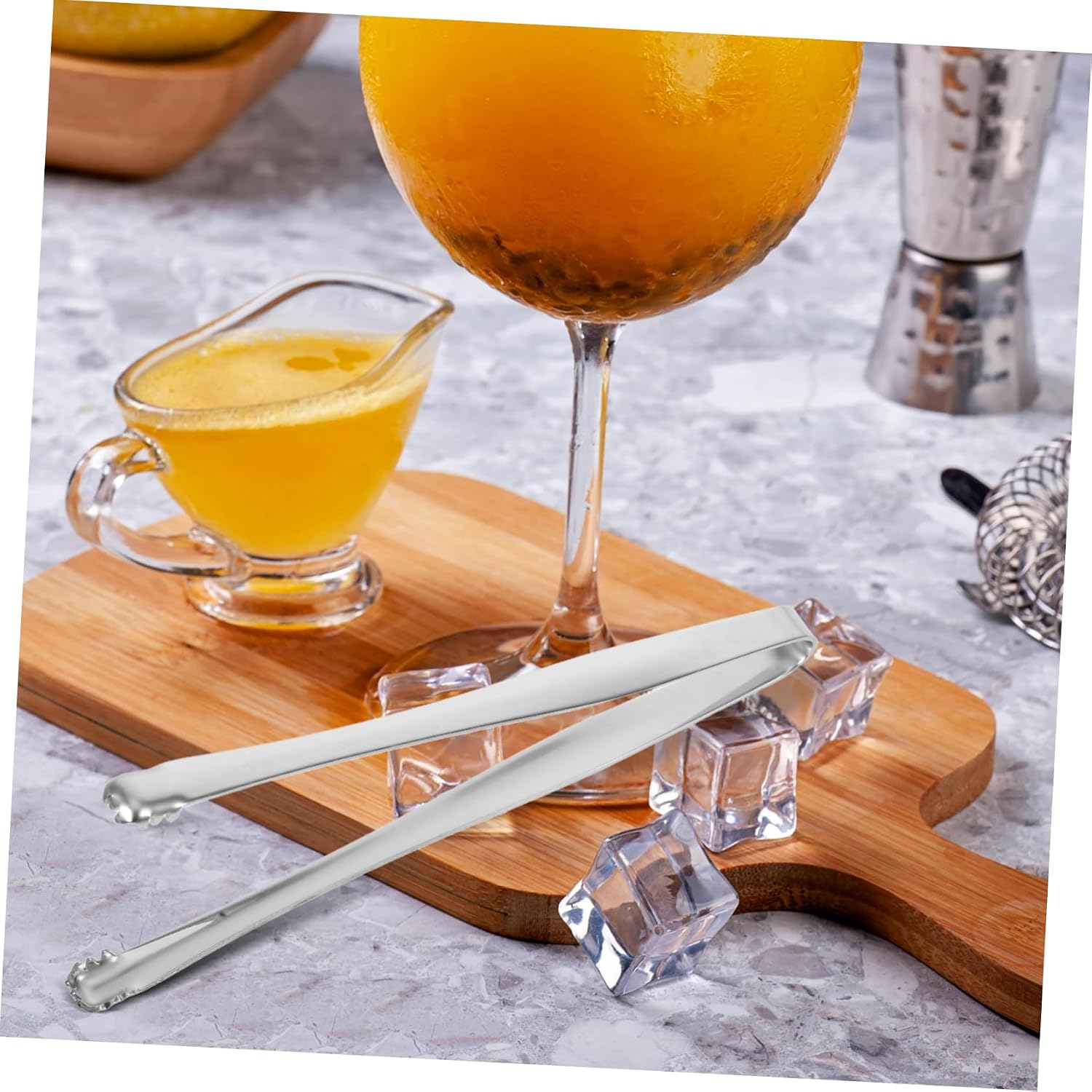 Stainless Steel Non Slip Tongs for Kitchen Long Handle Garnish Tool Multi Functional Eggshell Remover Sugar Cube Tongs for Coffee Tea and Desserts