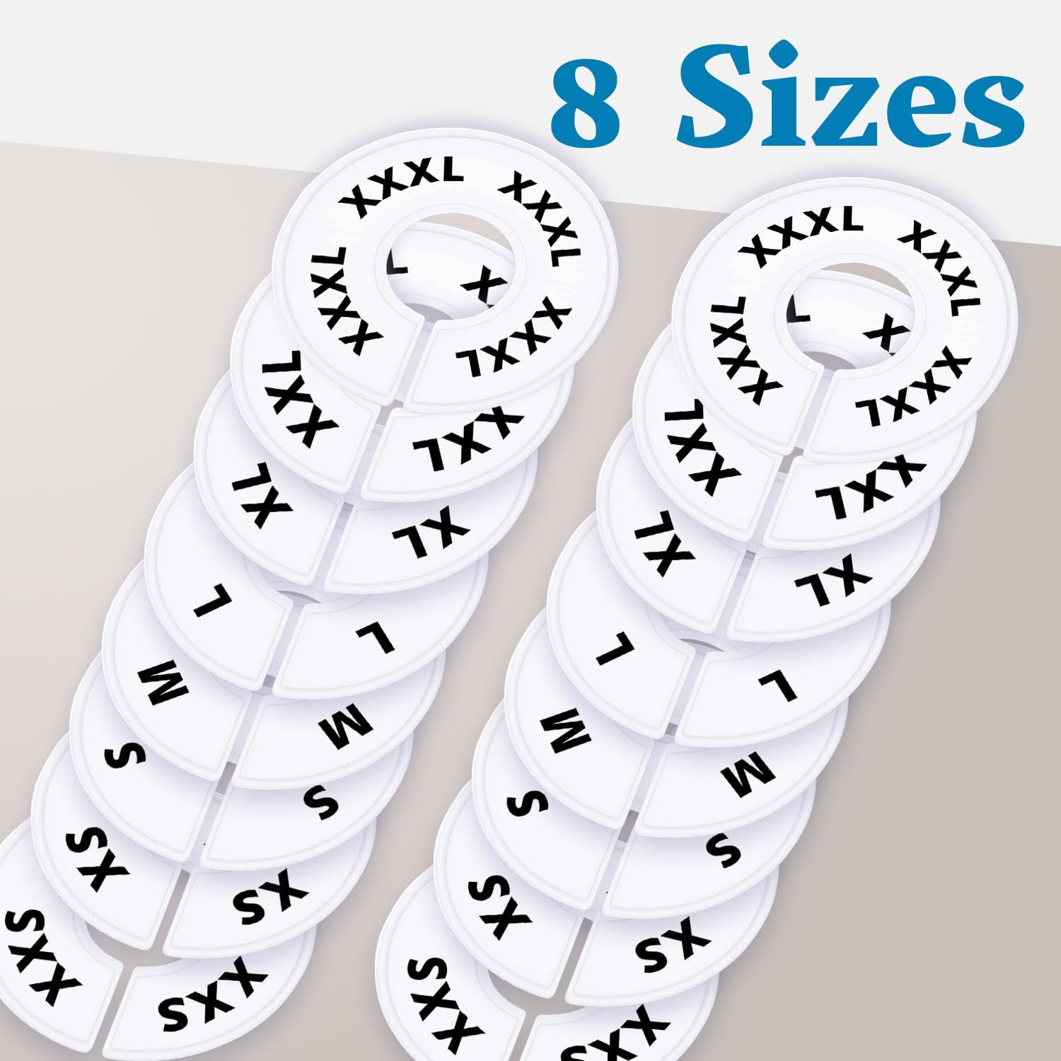 32 White Closet Dividers for Hanging Clothes – Clothing Rack Dividers with Printed Sizes