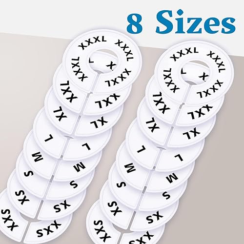 Miniatura 2 de 32 divisores de armario blancos para colgar ropa - Divisores de percheros con tamaños impresos