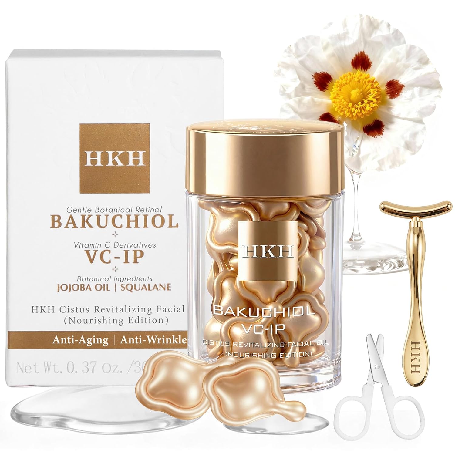 HKH Bakuchiol Retinol Serum Capsules: 30 Capsules Travel-Friendly