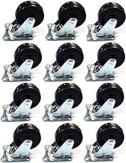 MegaDeal 12 Pack 2" Swivel Caster Wheels Rubber Base with Top Plate & Bearing Heavy Duty