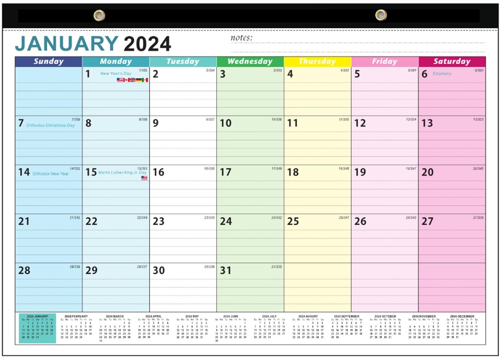Calendario 2024 Calendario da Parete 2024-2025, dal 2024 A Giugno 2025, 18 Pianificatori Mensili Calendario da Parete per Famiglie Calendario da Scrivania (Color : C, Size : 3pcs)