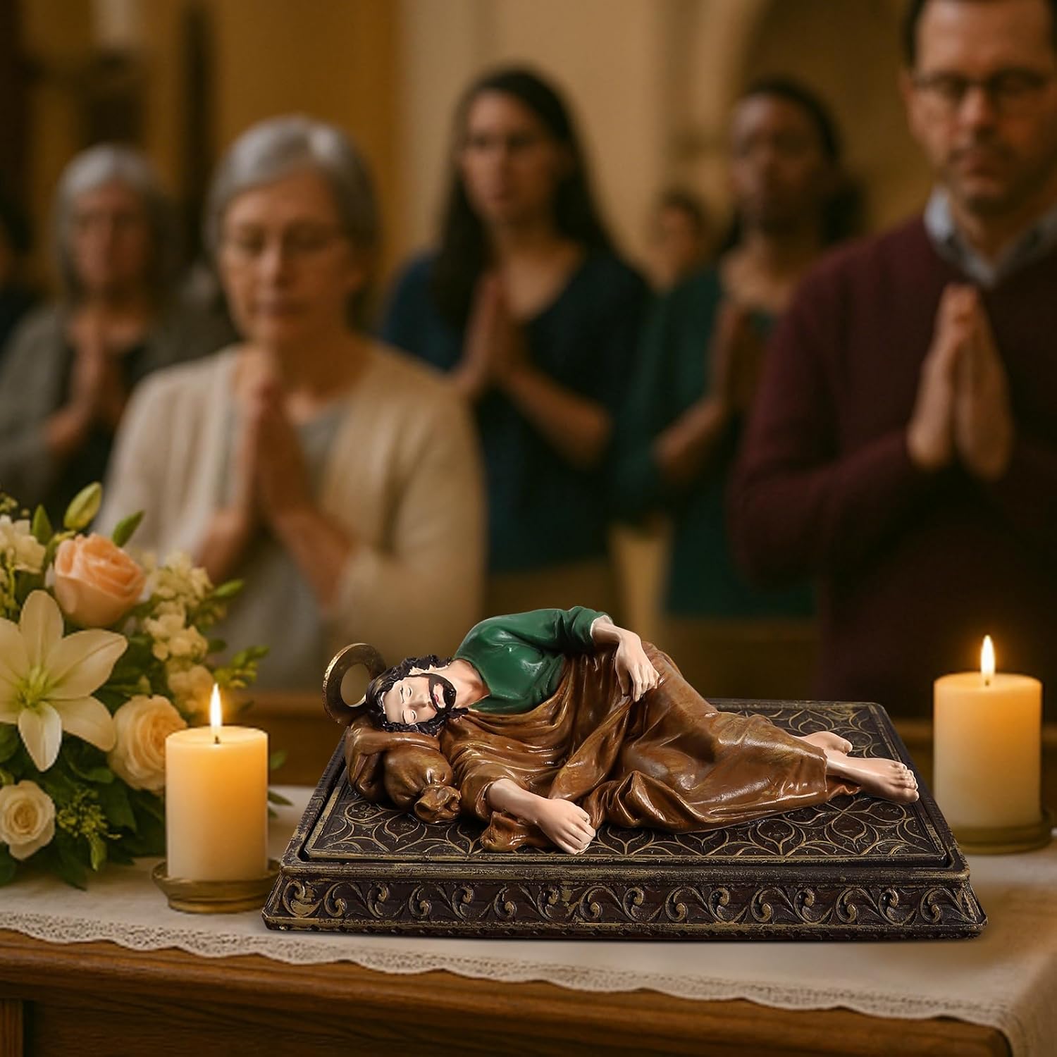 TALPGOD Sleeping St Joseph Statue 8.5 Inch,Catholic Statue Figure with Case and Rosary for Home Decor,San Jose Dormido Estatuas for Religious Gift - Image 6