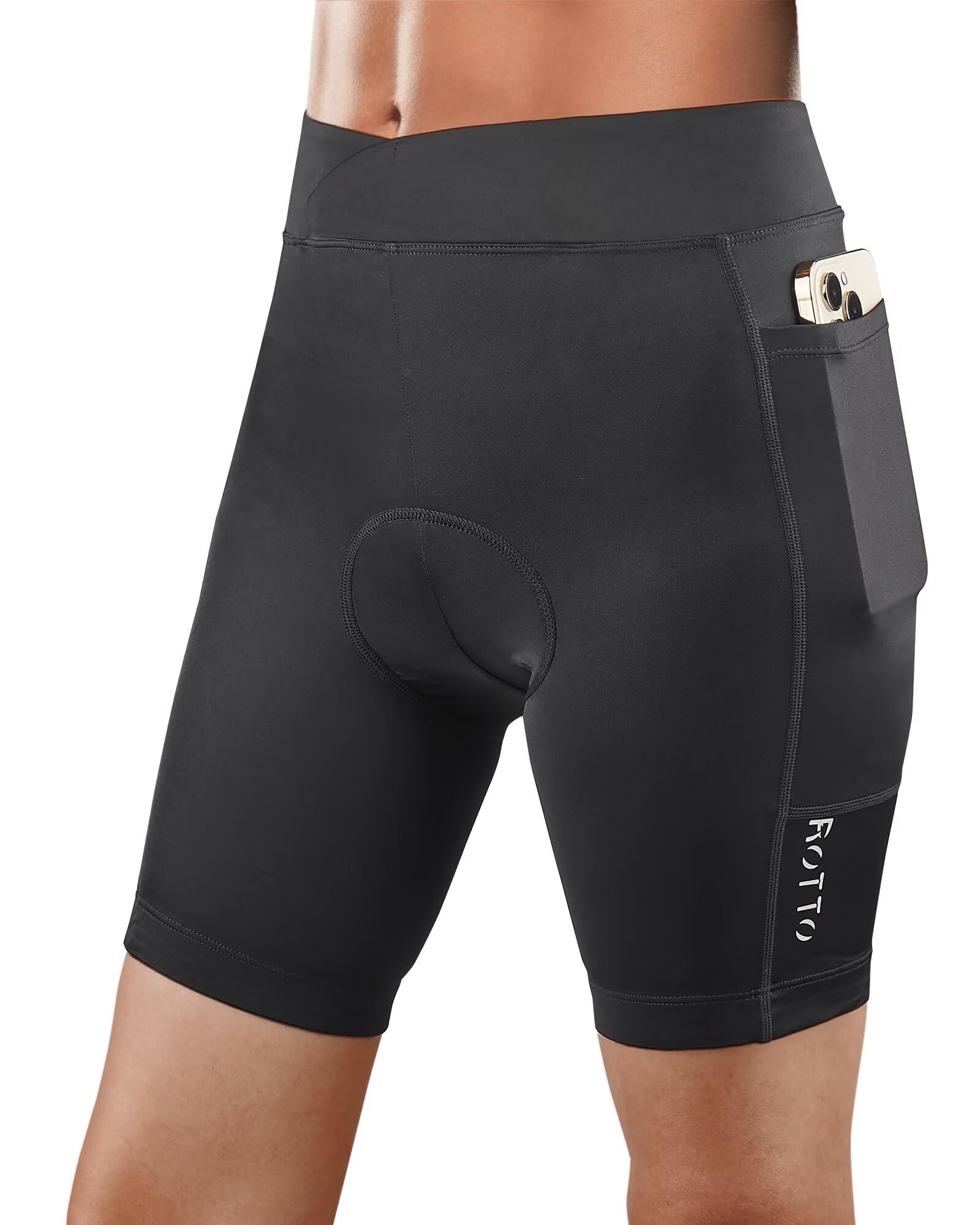 ROTTO Cuissard de Cyclisme Femme rembourré à Poches, Rembourrage en éponge et Gel pour Route et VTT