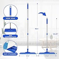 Vista 2 de Trapeador de limpieza de pisos de microfibra profesional de 17.5", trapeador plano con mango de acero inoxidable, 2 almohadillas reutilizables