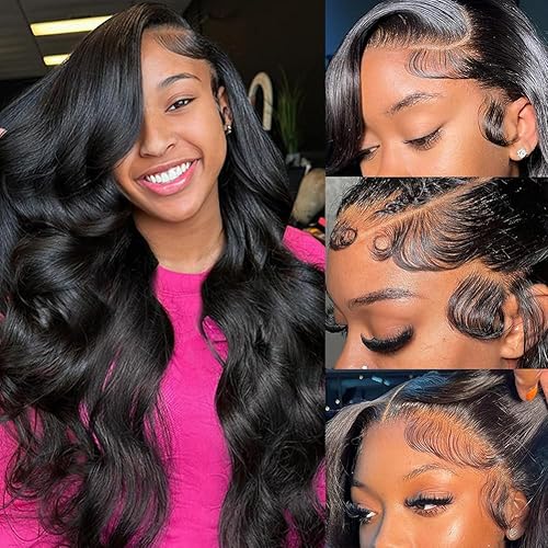 Lzlefho 22 Inch 13x6 Body Wave Lace Front Wigs Human