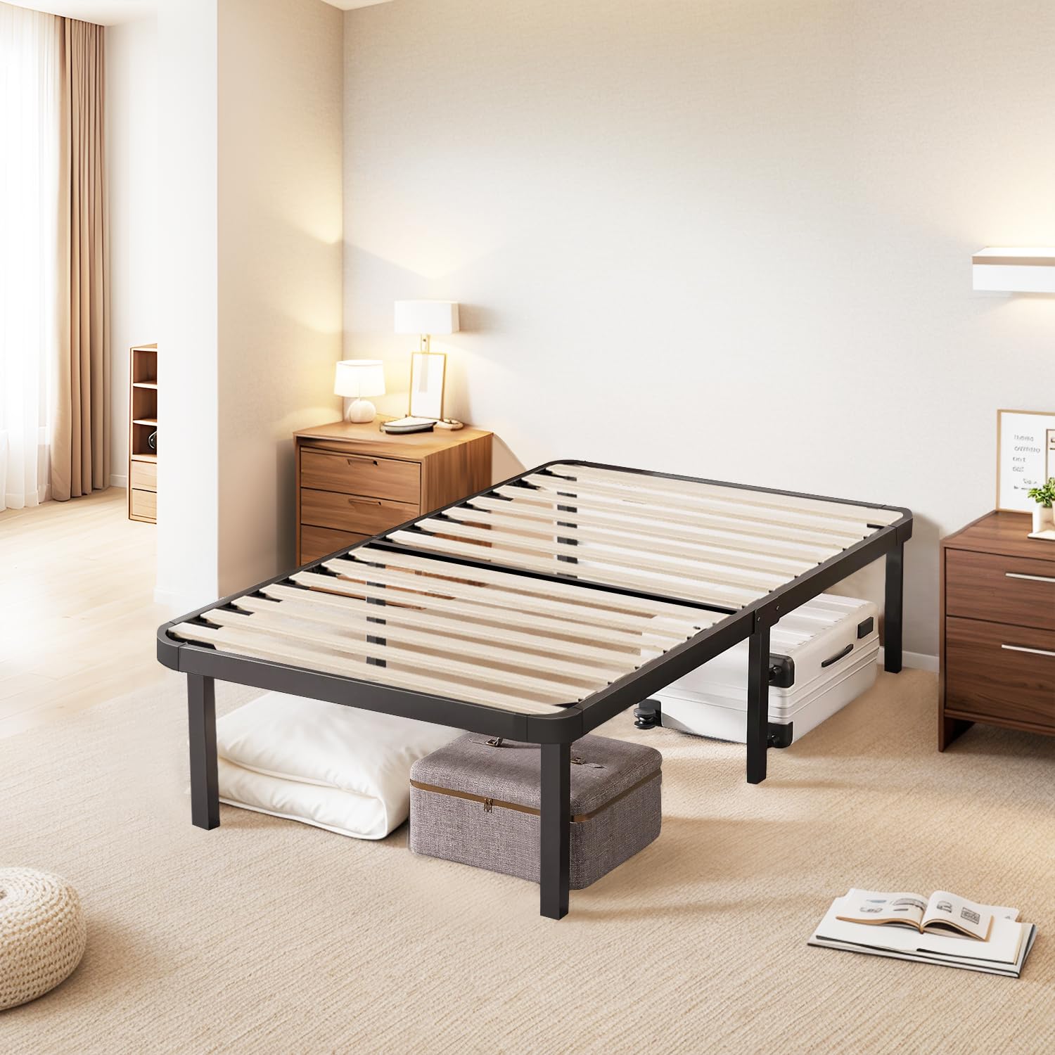 Luxirest - Sommier 90x190 | Sommier à Lattes avec 6 Pieds | 14 Lattes | Résistant et Confortable | Montage Rapide et Facile