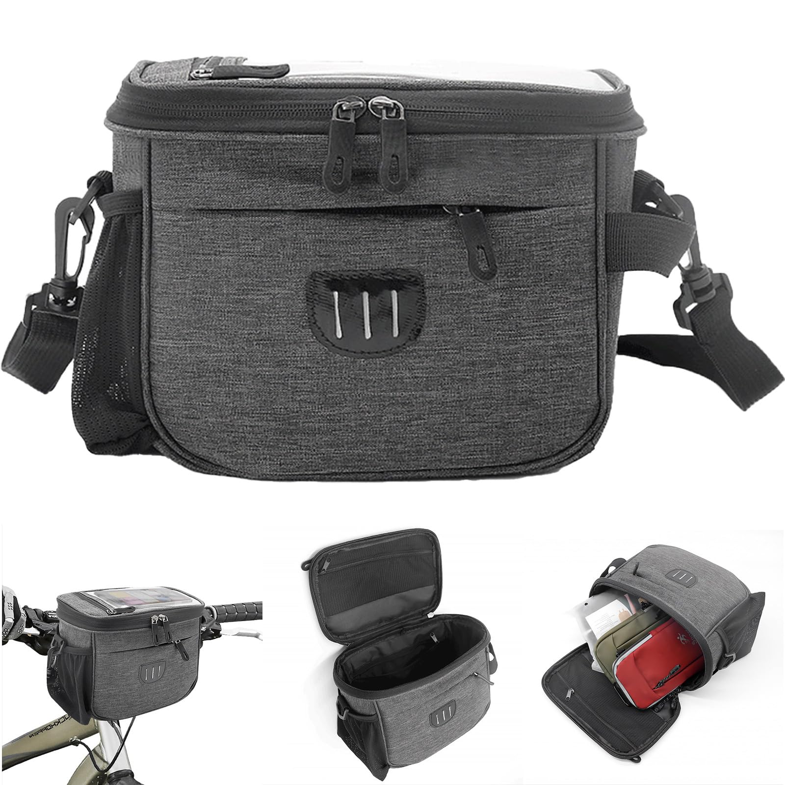 Boxonly Cycling Handlebar Bag, Waterproof Bike Frame Bag, Large Capacity Bicycle Handlebar Bag with Touch Screen Phone Holder