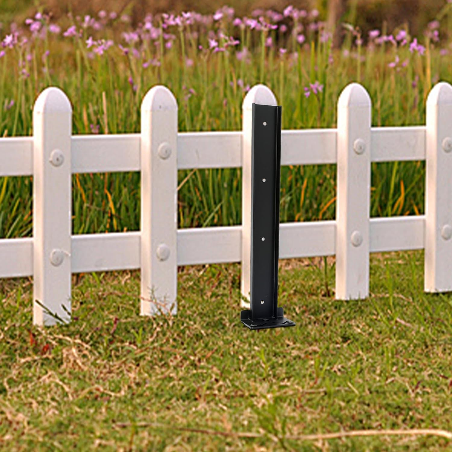 Fence Post Repair Kit Heavy Duty Fence Post Repair Stakes Fence Post Fence Post Repair Stakes Anchor Ground Spike for Repair Tilted Broken Wood Fence Post US(black)