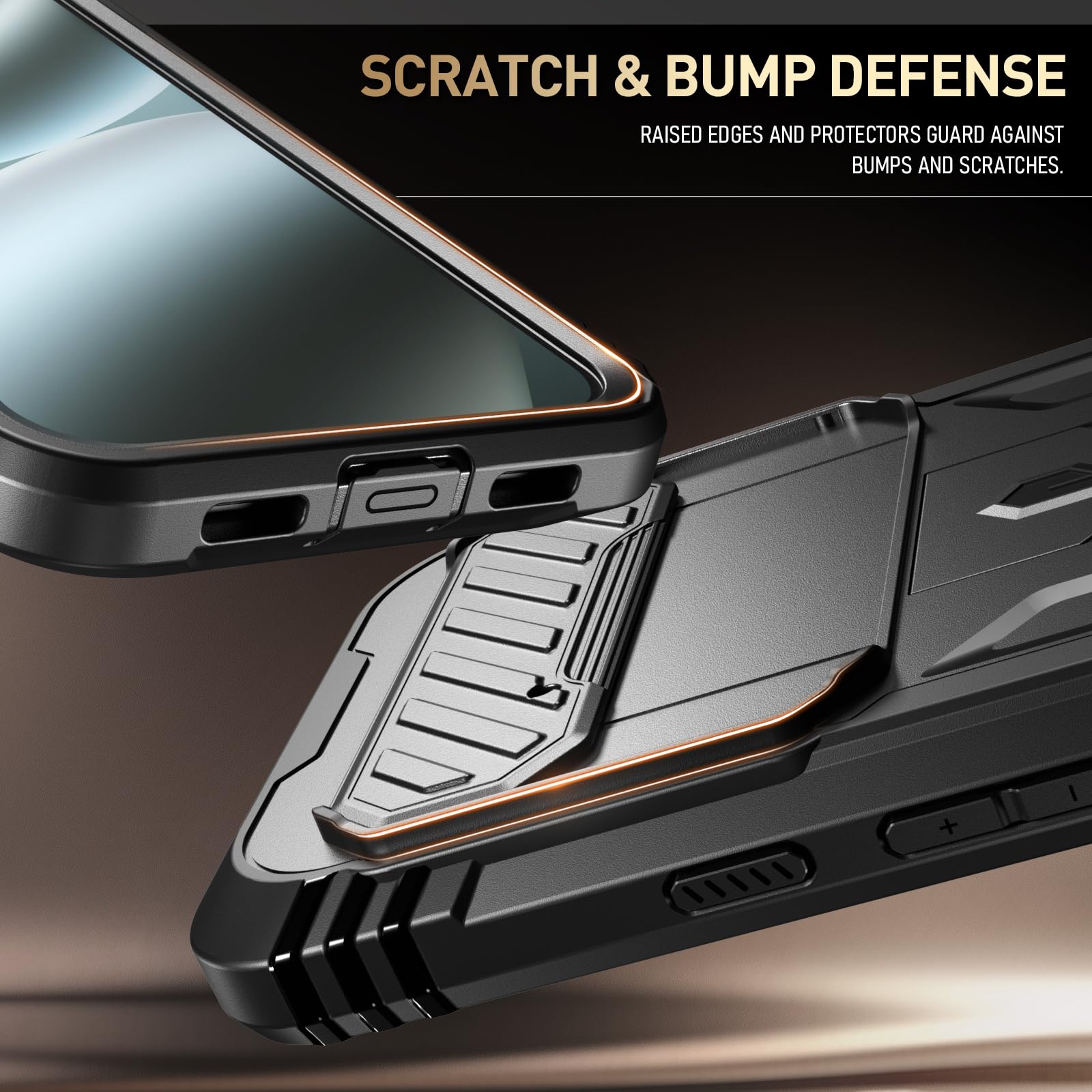 Poetic Revolution Case for Google Pixel 10 Pro XL 5G, [Slide Camera Cover], Built-in Screen Protector [Work with Fingerprint ID], [2 Front Frame] Full Body Rugged Shockproof Case with Kickstand, Black