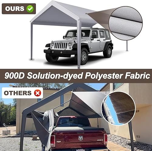 Miniatura 2 de Zenicham Toldo de repuesto de 10 x 20 pies, cubierta de repuesto para toldo 900D con patas y cuerdas elásticas de bola, impermeable y con protección