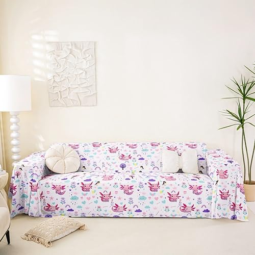 Vista 12 de Erosebridal White Rabbit Couch Cover 71" x 102" Kawaii Bunny Sofa Cover for Kids Boys Girls Cute Tree Birds Couch Protector Farmhouse Garden White