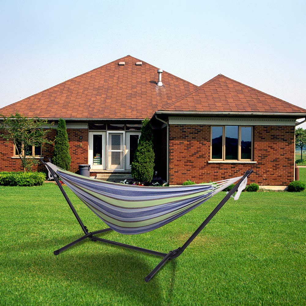 LEADZM Amaca con telaio, struttura in metallo, portata fino a 250 kg, 305 x 109 x 104 cm, regolabile a 6 diverse altezze (lilla-verde)