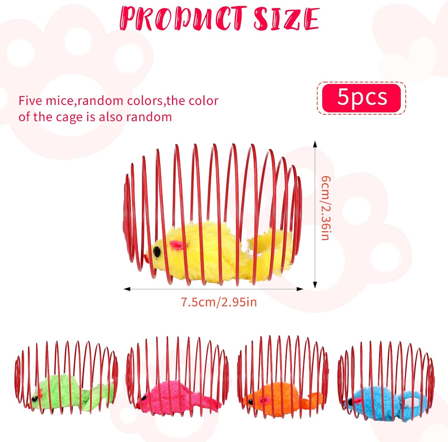 5Pack Cat Spring Toys with Plush Balls, Colorful Wire Springs for Cats with Steel Wire Springs (Random Colors)