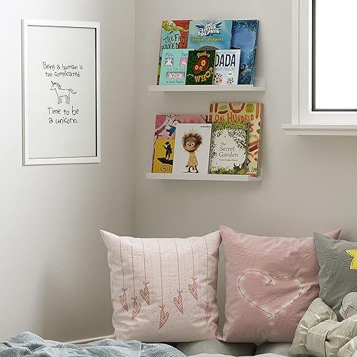 Miniatura 2 de Wallniture Denver - Estantería flotante blanca de 17 pulgadas y repisa para cuadros para decoración de habitación de niños y estantes de guardería
