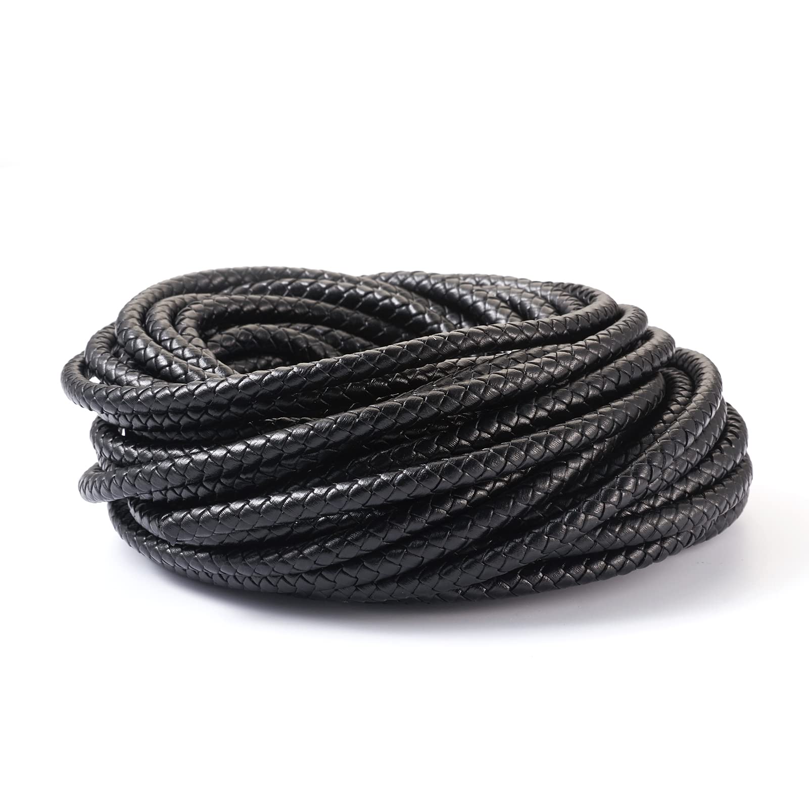 Cordon en cuir tressé noir de 6 mm pour la joaillerie et bijoux DIY