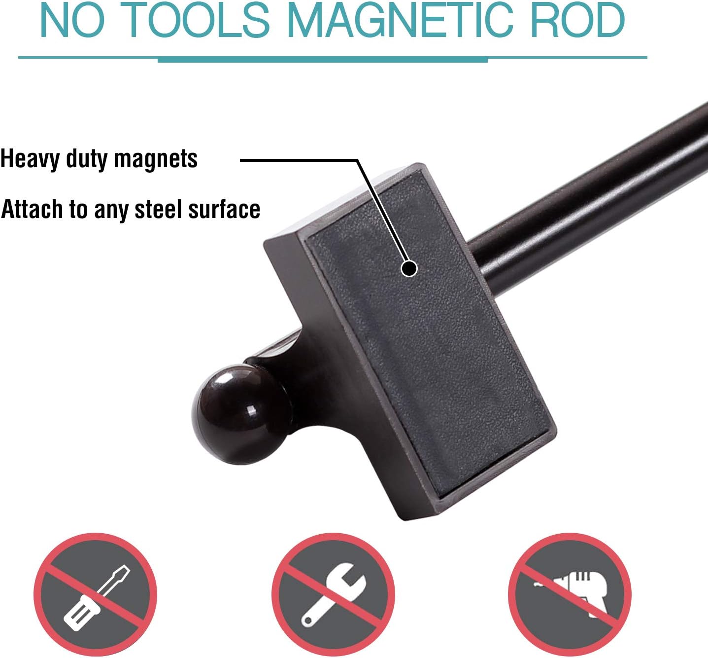 PrimeBeau Magnetic Curtain Rods for Metal Doors Multi-Use Curtain Rods for Small Windows Cafe Sidelight and Iron Steel Places, 1/2 Inch Diameter, Tool Free (2 Pack, Adjust from 16 to 28 Inch, Brown)