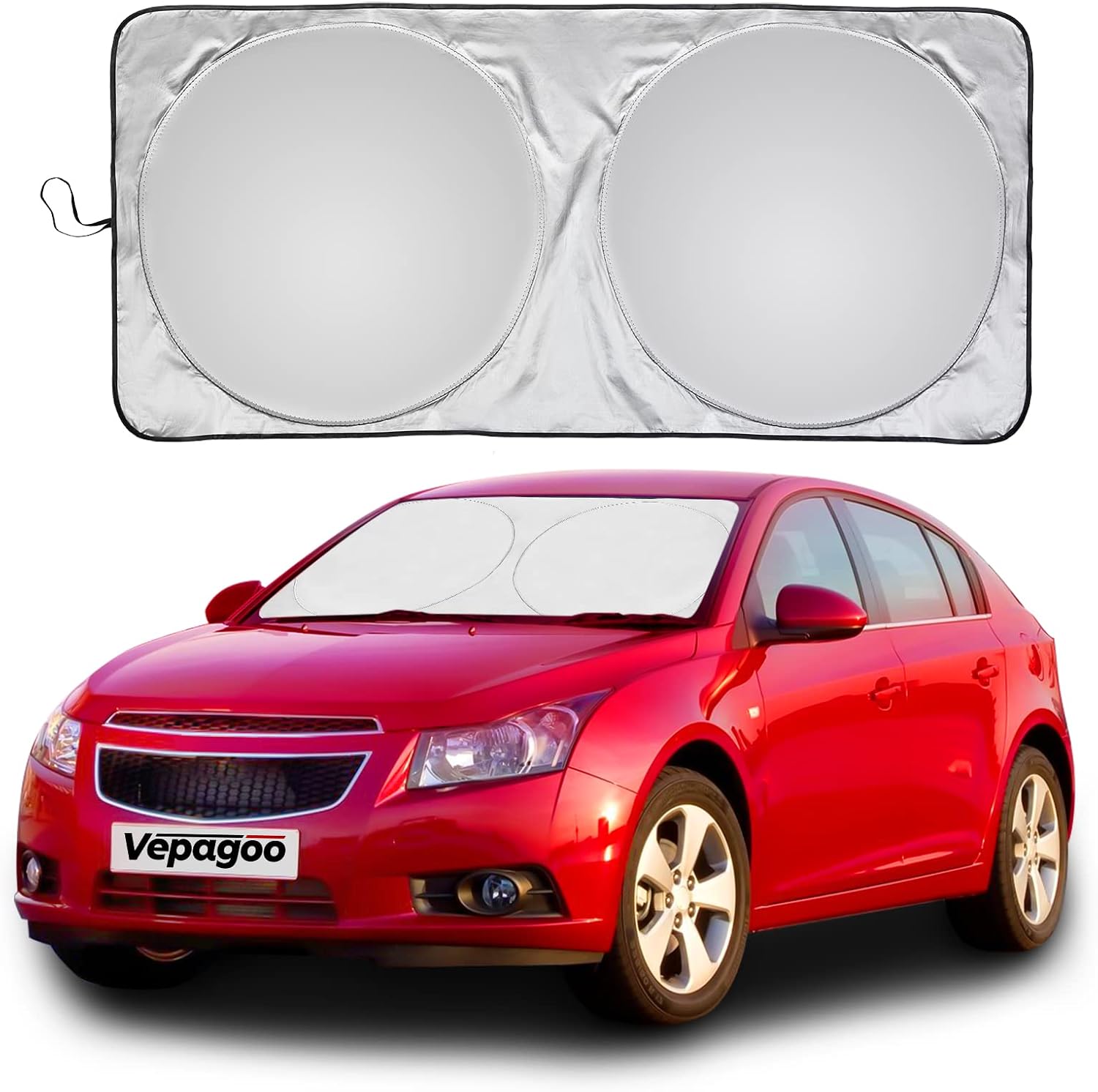 Vepagoo Car Windshield Sun Shade Window Cover Shade Interior Sun Protection Curtain 67inX34in, UV Rays and Sun Heat Protector, Keep The Car Interiors Cool, Prevents Dashboard Fade and Crack