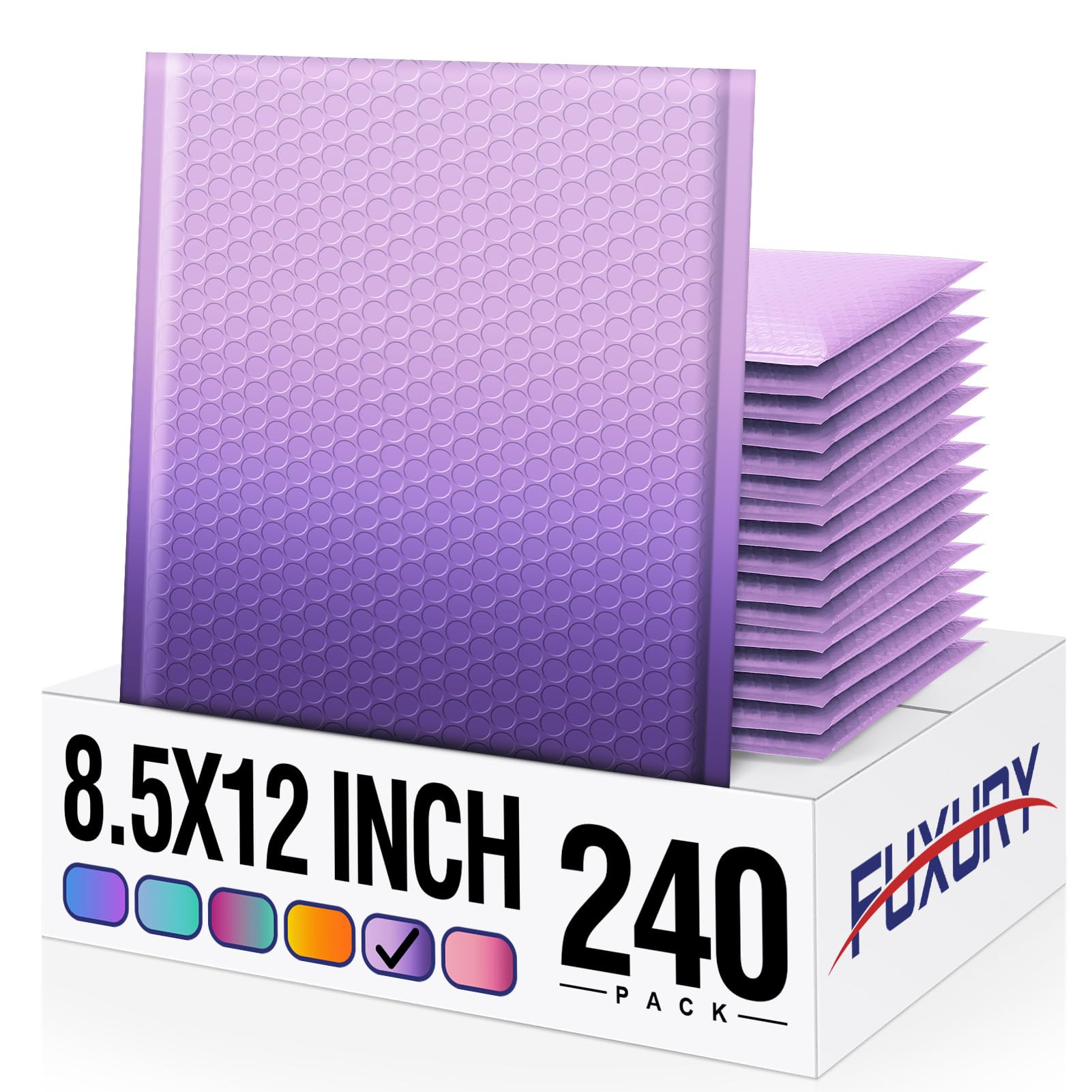 Fuxury 240Pack Thick Bubble Mailers 8.5x12”Gradient Purple Bubble Envelopes