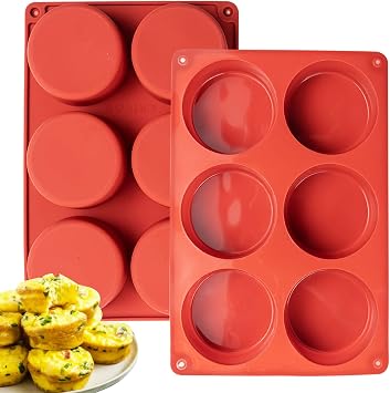 Silicone Egg Molds Frittata Pan, 2 Pack Starbuc Egg Bites Deep 3 Inch Dash Cups Sous Vide Round Rolls for Breakfast Sandwiches Omelets Dinner Rolls Baking