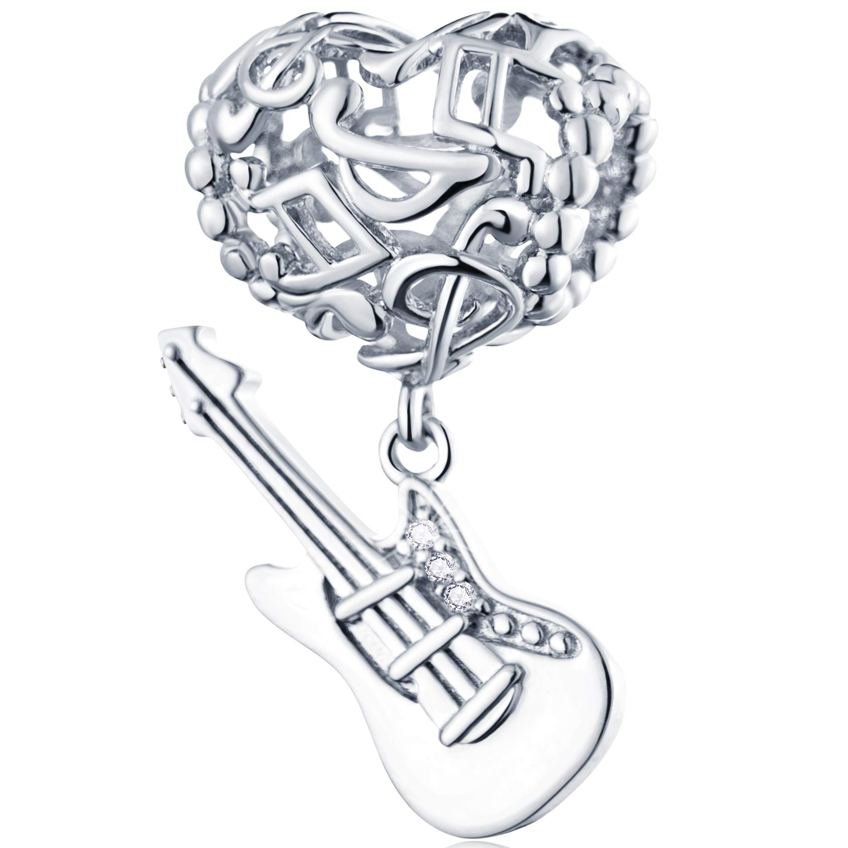 Silver Travel Charm Hobby Charm for Women Bracelets 925 Sterling Silver Shopping Handbag, High Heel Shoe, Guitar Beads, Valentines for Lover/Friends/Mother/Musician