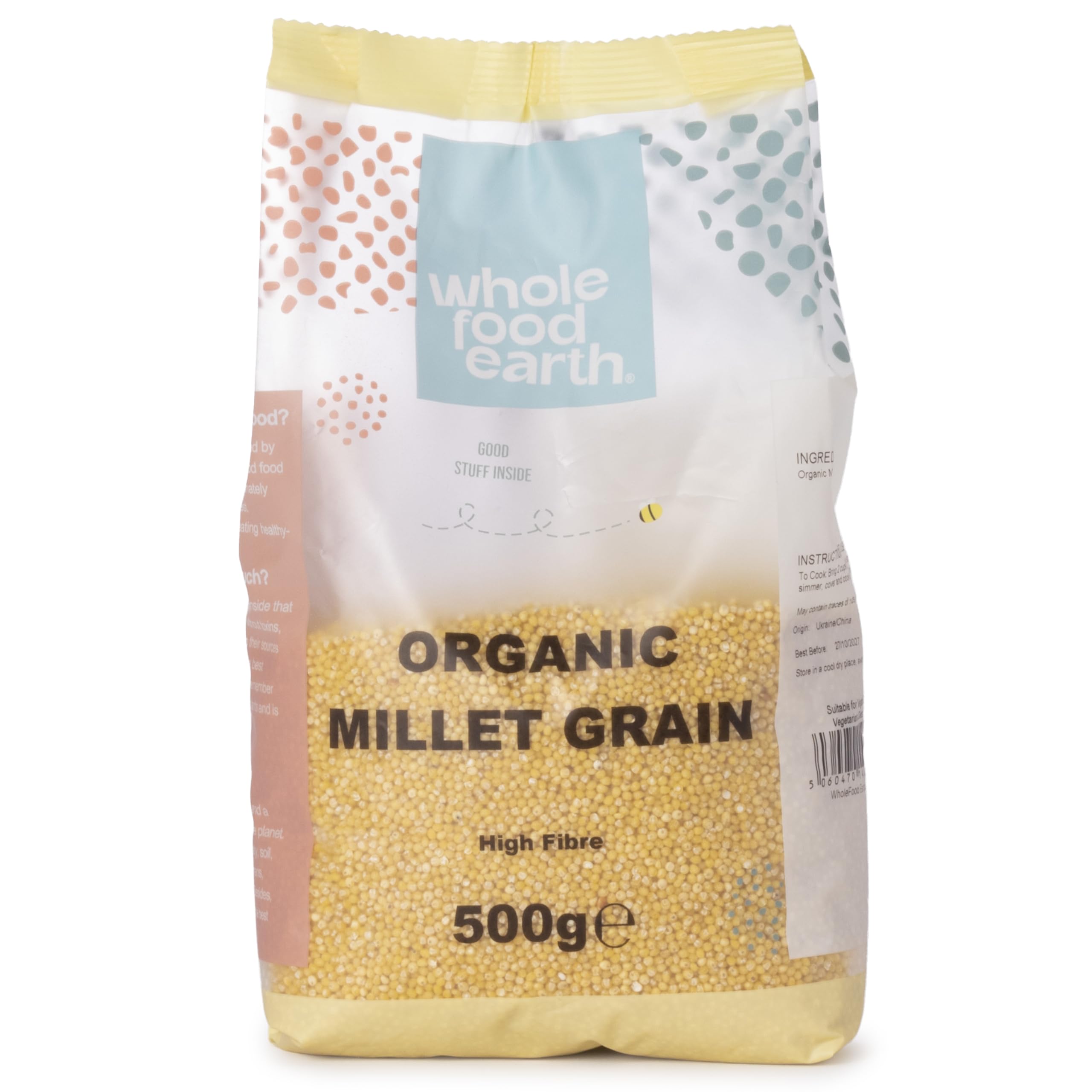 Wholefood Earth Organic Millet Grain – 500g | GMO Free | Vegan | High Fibre | Certified Organic