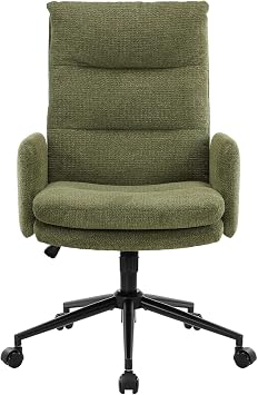 IWMH Home Office Chair, High-back Ergonomic Desk Chair with Armrests | Upholstered Office Chair with Wheels,Adjustable Height Armchair,Swivel Computer Chair for Home Office BedroomGreen