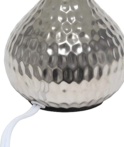 Miniatura 9 de Simple Designs LT2073-SVW - Mini lámpara de mesa de goteo de textura martillada plateada con pantalla blanca