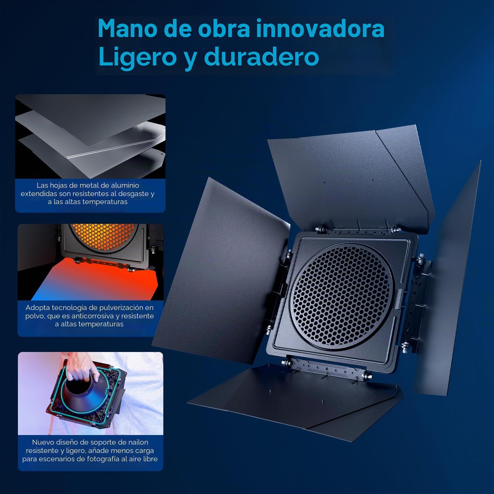 SMALLRIG Puertas de Granero de Iluminación de 8 Hojas con Adaptador de Montaje Bowens Clip de Gel de Color y Rejilla de Nido de Abeja, para SmallRig RC 120/RC 220/RC 350/ RC 450 y Otras -4204