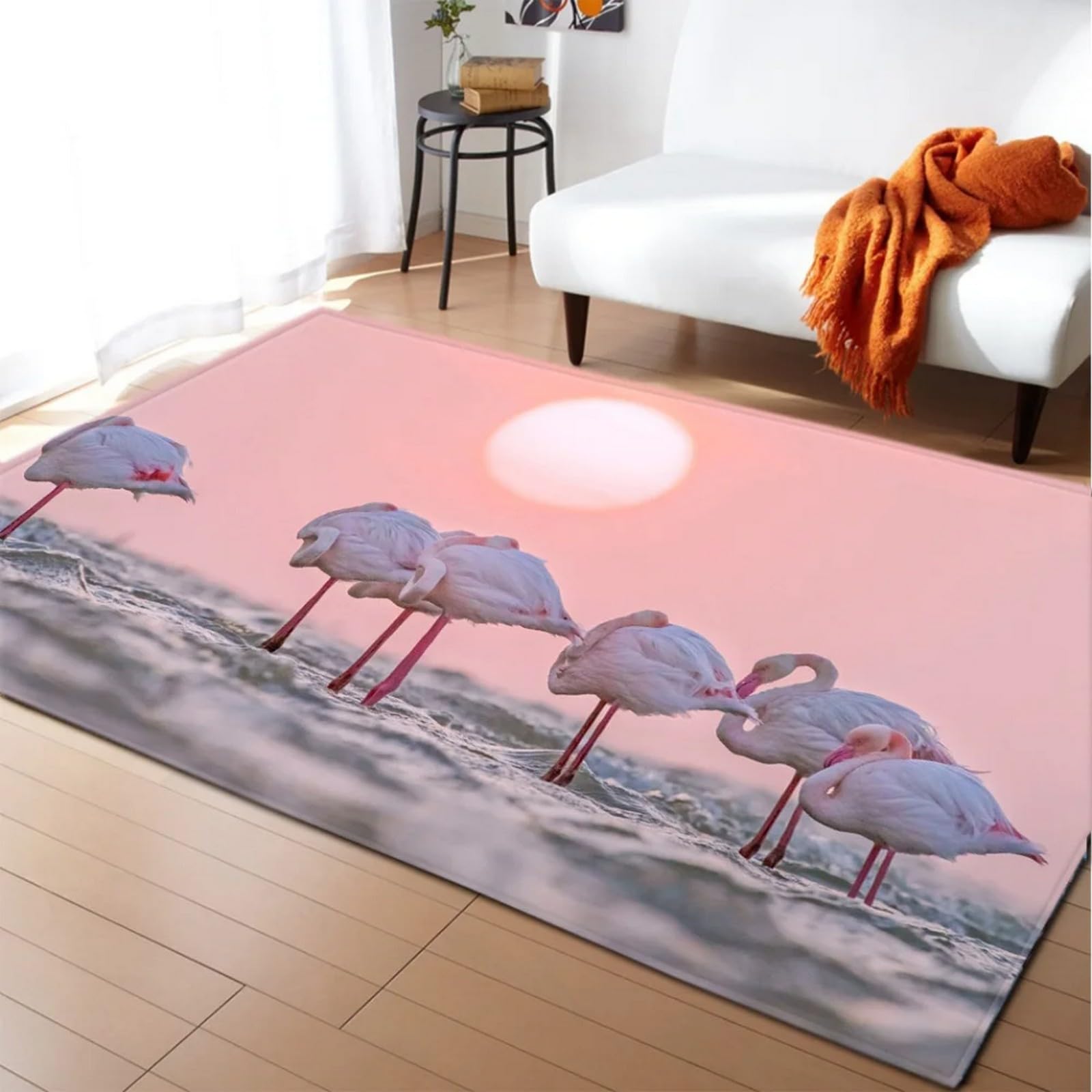 Tapis antidérapant flamant 3D facile à nettoyer pour sol de chambre d'enfant