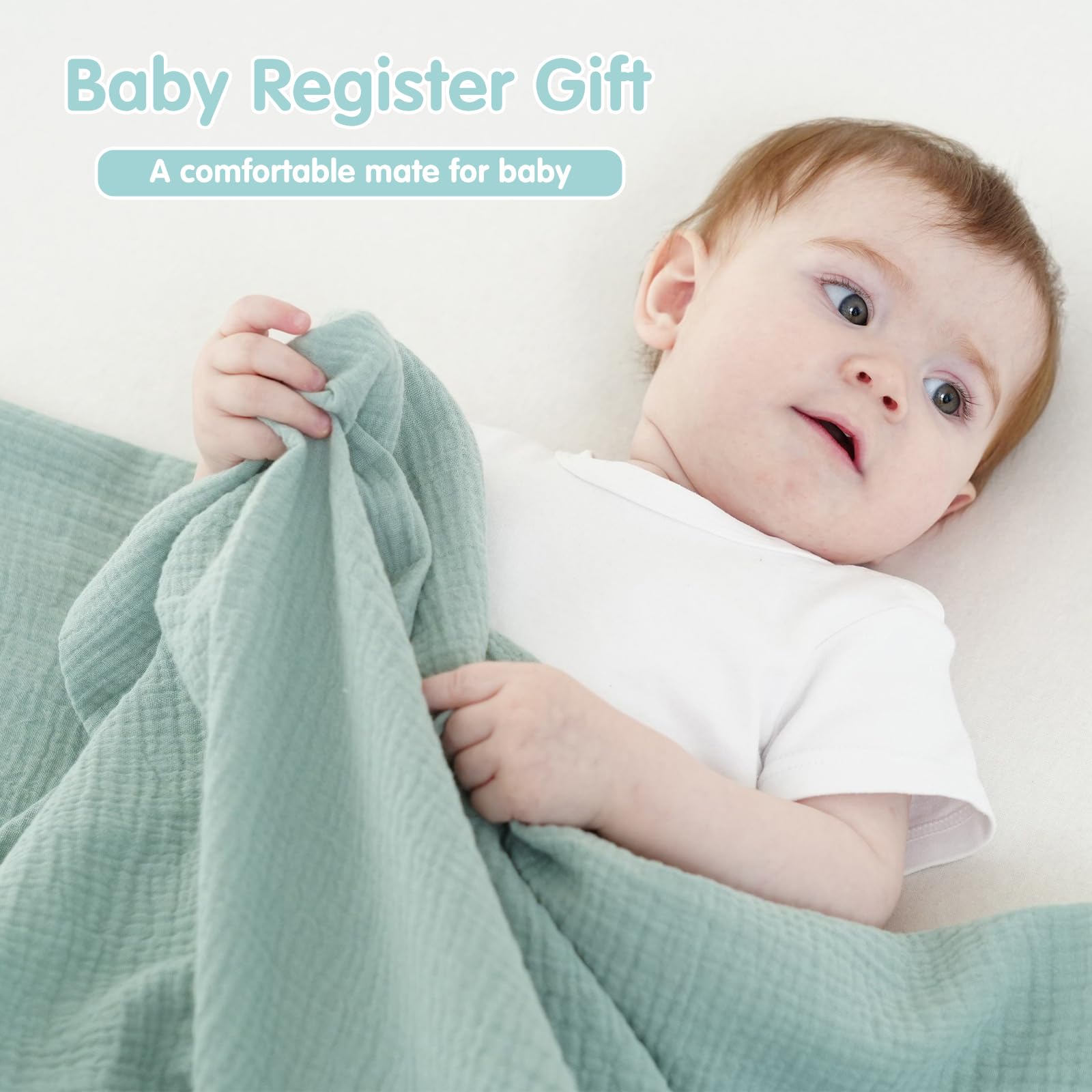 Coperte in mussola per neonati, confezione da 2 coperte in 100% cotone, morbide e traspiranti, grandi 119 x 119 cm, essenziali per bambini e ragazze, regalo per doccia