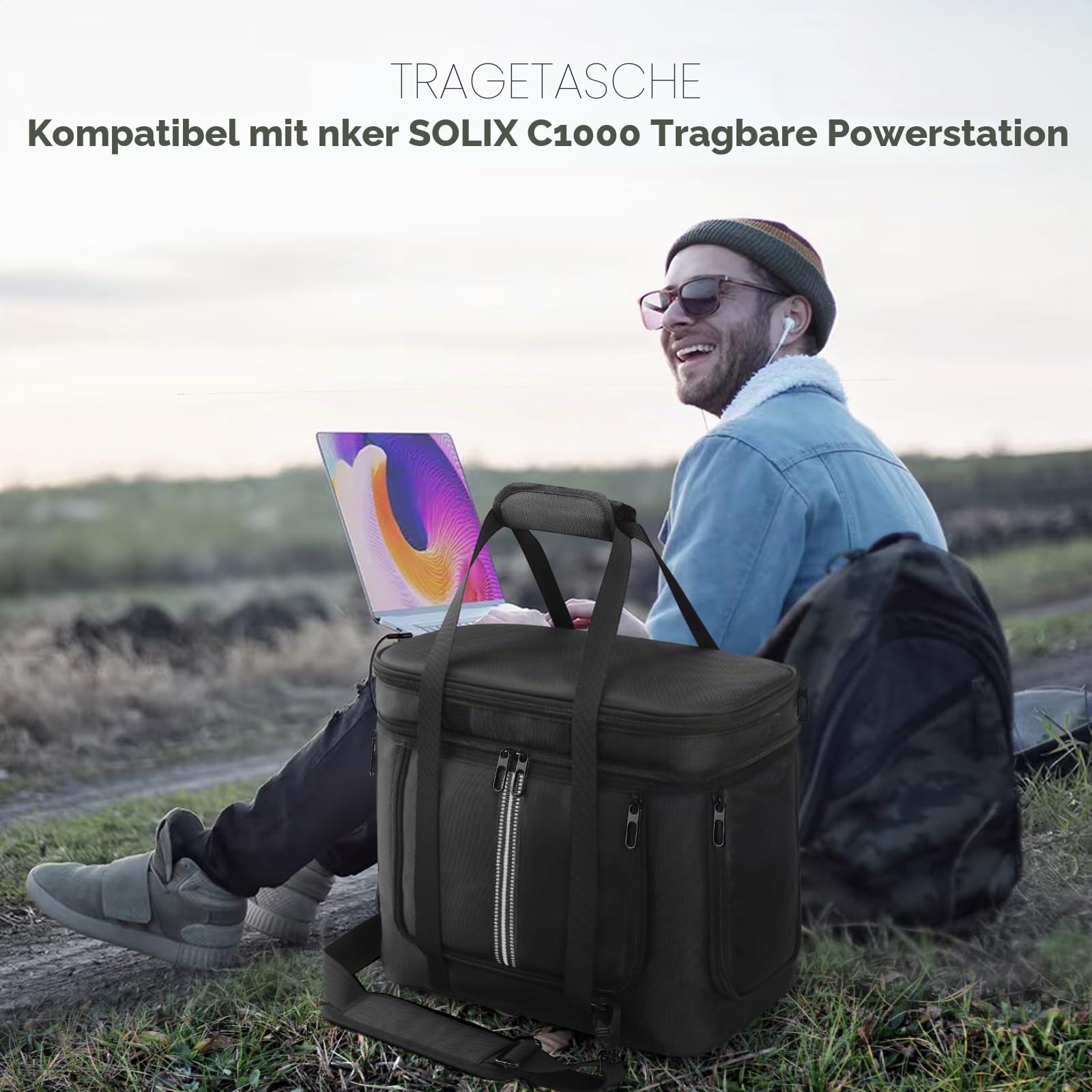 Tragetasche Kompatibel mit Anker SOLIX C1000 Portable Power Station, Reise Aufbewahrung Case Schutzhülle für C1000 Solargenerator Zubehör