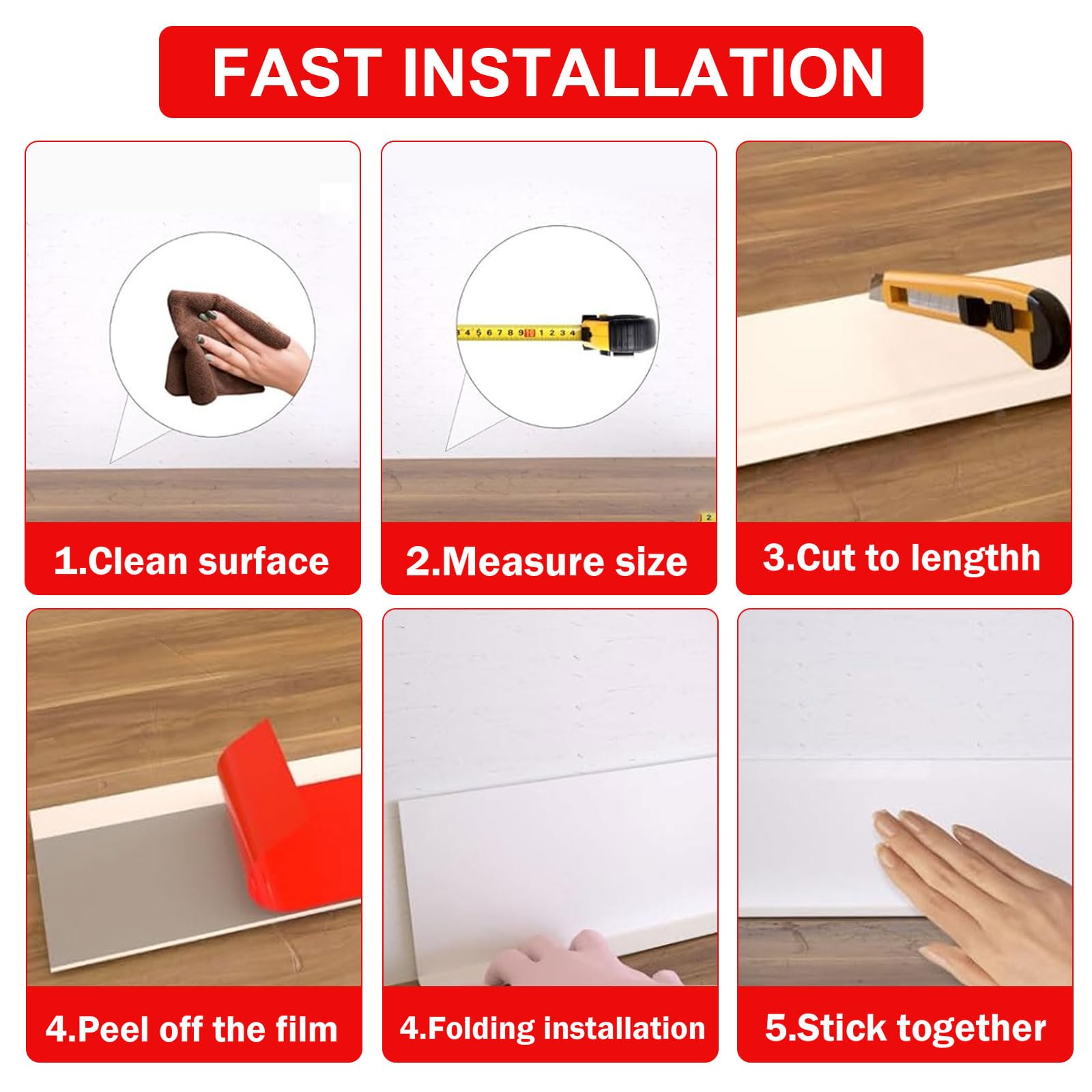 Zócalo blando autoadhesivo, de PVC, 10 cm x 10 m, zócalos autoadhesivos para cocina, zócalos decorativos flexibles para cocina, baño y salón