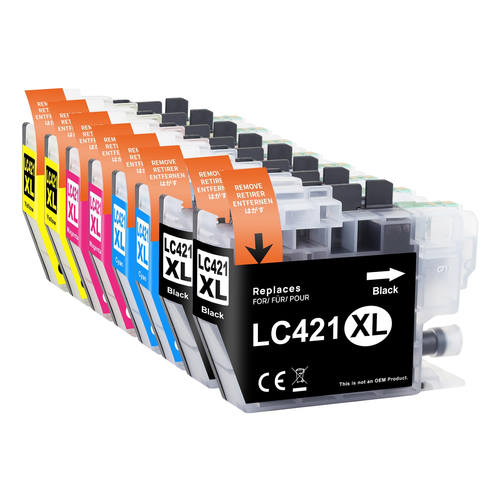 Yowell LC421XL Cartucce d'inchiostro Compatibili per Brother LC421 LC-421XL Multipack Cartucce per Brother DCP-J1050DW DCP-J1140DW MFC-J1010DW, Confezione da 8