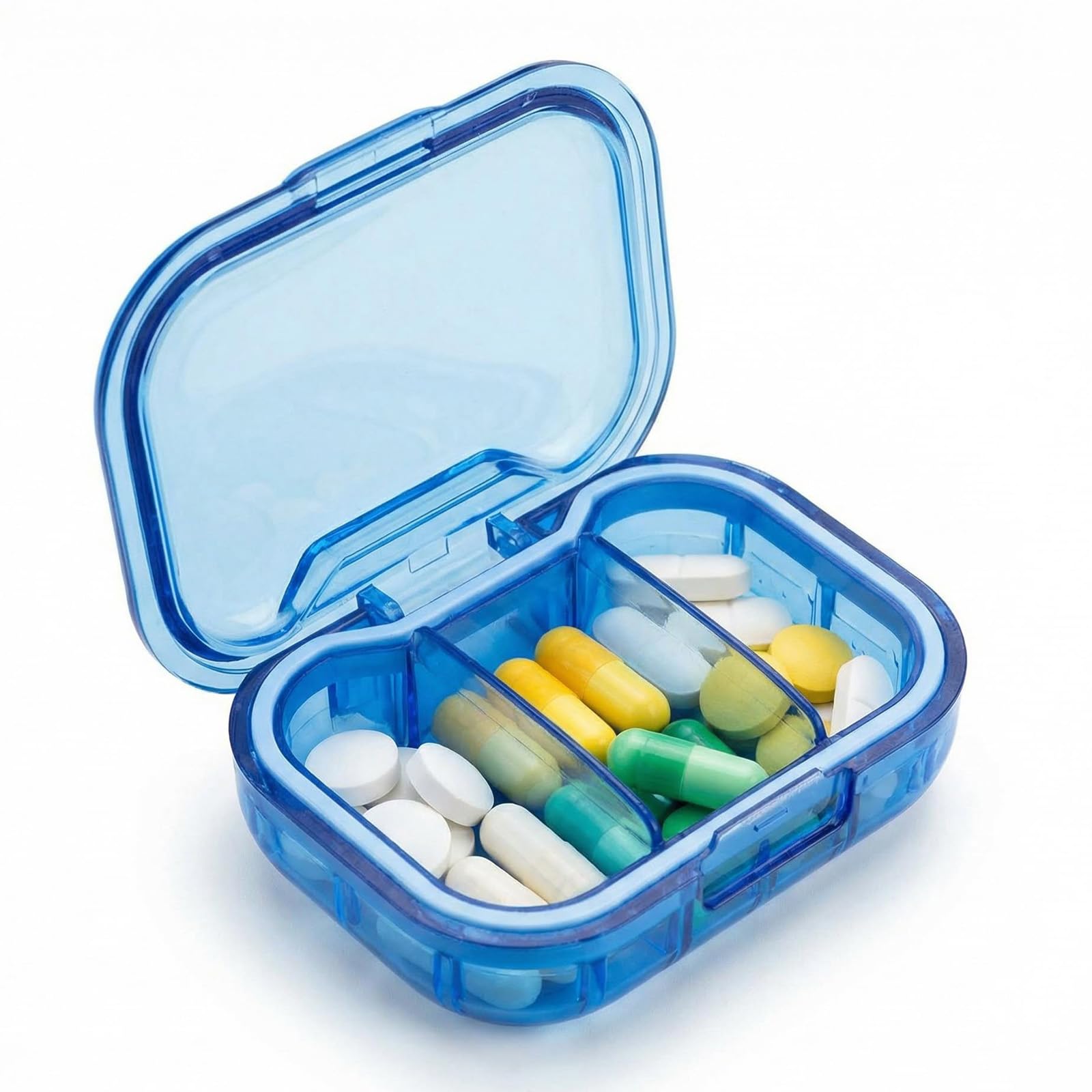 1 Pack Travel Pill Organizer for Purse 3 Compartment Pill Organizer for Travle Compact Mini Pill Case for