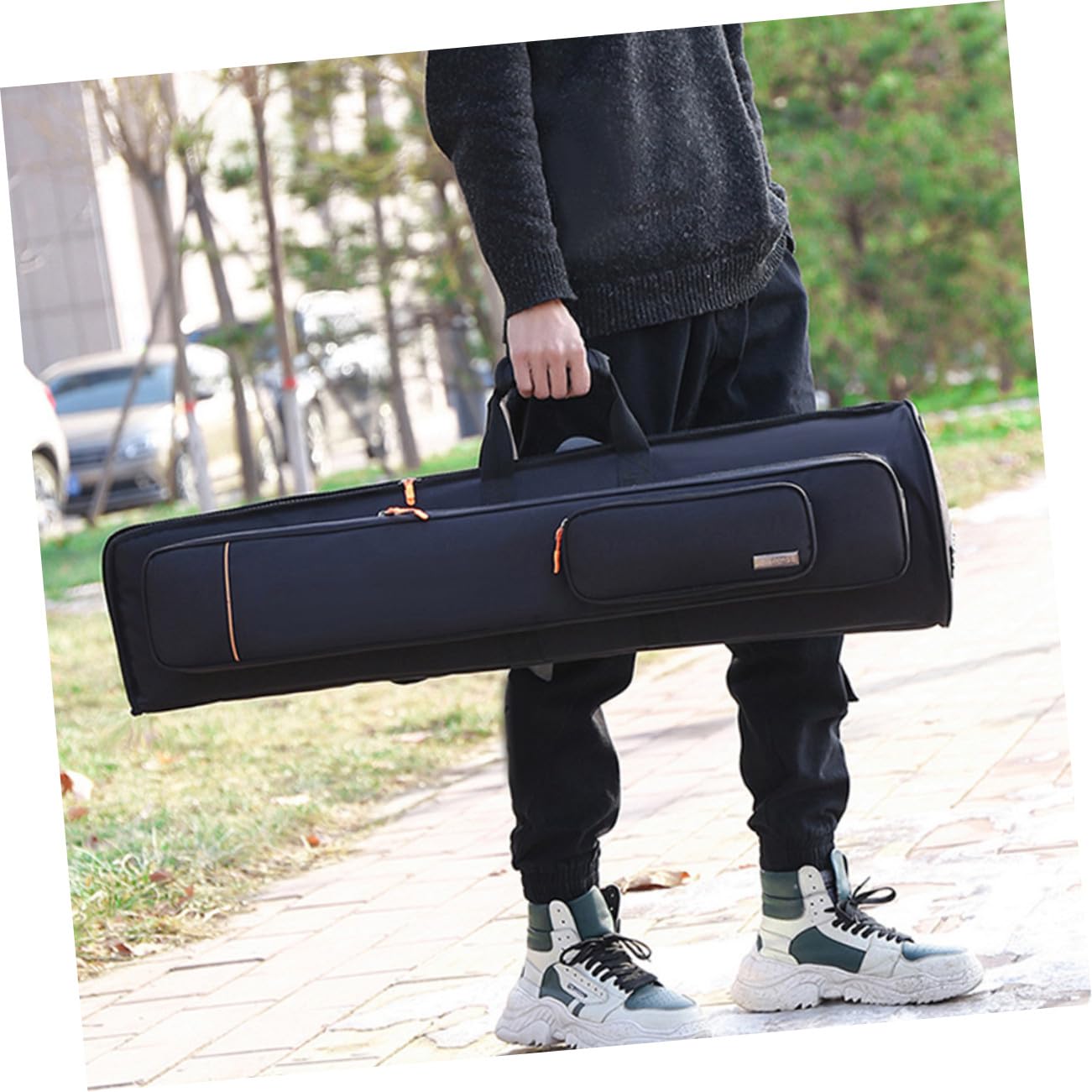 Borsa Porta Trombone Oxford Nero Doppia Spalla, Grande Capacità, Resistente All'abrasione dal Design Creativo per Strumenti Musicali
