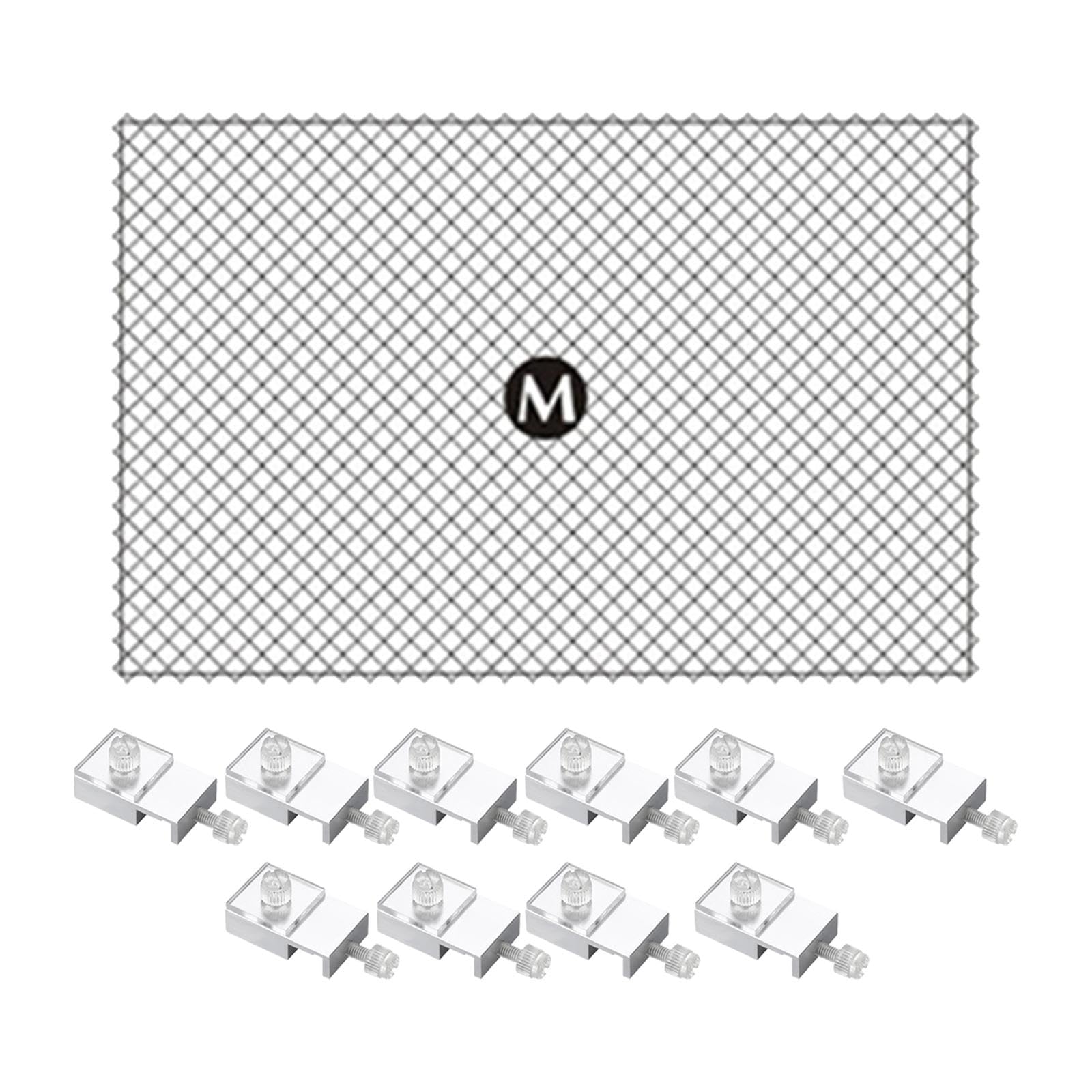 Filet de Tamis D'aquarium, Couvercle D'aquarium avec Pince en Aluminium, Pièce de Rechange, Filet Anti-Saut, Filet Supérieur en Maille Transparente Po, 80x106cm 10 Pinces