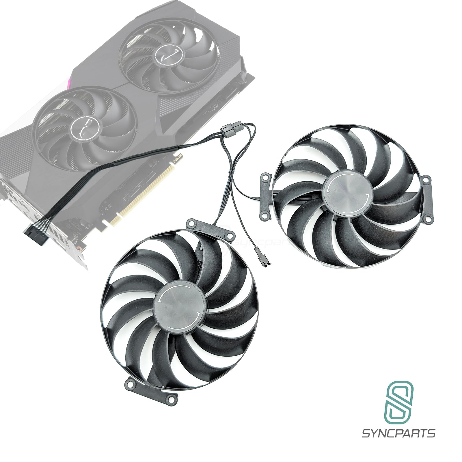 Lüfter für ASUS Dual RTX 3060 Ti/RTX 3070 – T129215SU CF1010U12S, 95mm, 7-Pin – NUR 11 Lüfterblätter – 2er Set