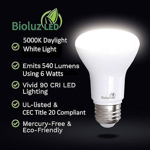 Miniatura 34 de Bioluz LED Paquete de 4 bombillas LED BR20 de 2700 K blanco cálido brillante de 6 W = 50 W, 90 CRI, 540 lúmenes, bombillas LED regulables, bombillas