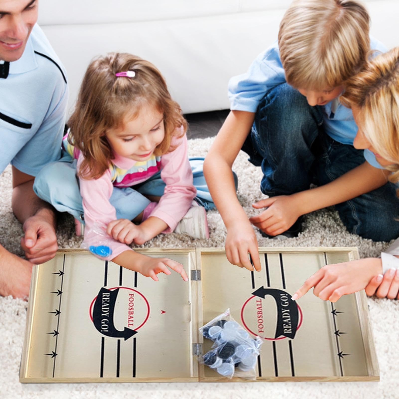 Teksome Jeu de Société de Hockey en Bois Pliable et Portable, Jeu de Rondelle Rapide