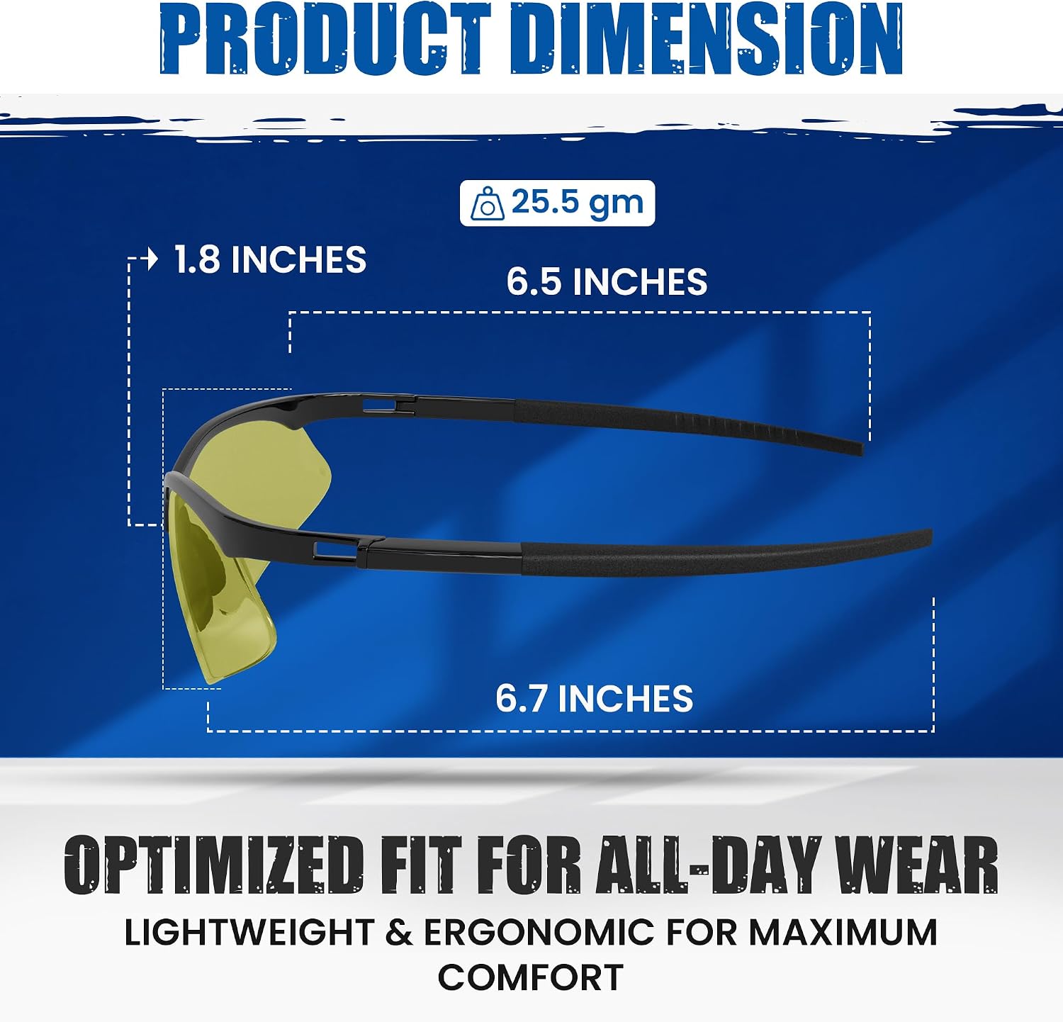 RUGGED BLUE Mojave Amber Safety Glasses for Men/Women |ANSI Certified Eye Protection Glasses and Protective Eyewear