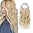 Sassina Invisible Wire Hair Extensions Real Human Hair with Transparent Wire Adjustable Size Secure Clips Natural Straight Secret Miracle Hairpiece, P18/613 12 Inch 80 Gram