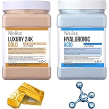 24K Gold & Hyaluronic Acid Jelly Mask, Facial Skin Care- Collagen Peel-Off Jelly Mask Set, For Facials, Face Mask For Instant Hydration, Vegan Peel Off Face Mask, For Hydration
