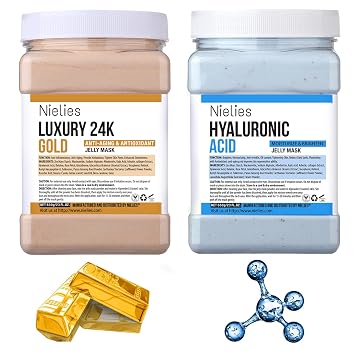24K Gold & Hyaluronic Acid Jelly Mask, Facial Skin Care- Collagen Peel-Off Jelly Mask Set, For Facials, Face Mask For Instant Hydration, Vegan Peel Off Face Mask, For Hydration