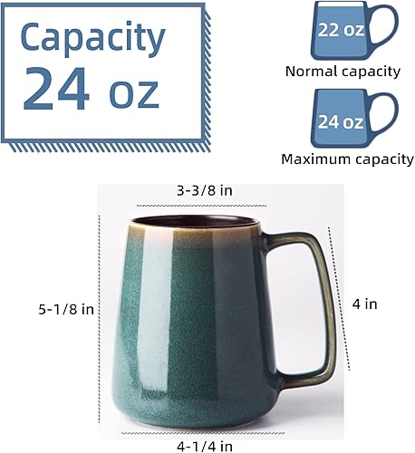 Miniatura 2 de Tazas de café de cerámica grandes de 24 onzas, tazas de té y café extra grandes, taza de café con mango grande para oficina y hogar, microondas y