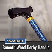 Vista 2 de DMI Lightweight Aluminum Adjustable Walking Cane with Derby-Top Handle for Men and Women