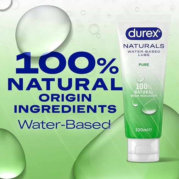 Durex Naturals Pure, 300ml (100ml x 3), Water Based Lube, Non Sticky