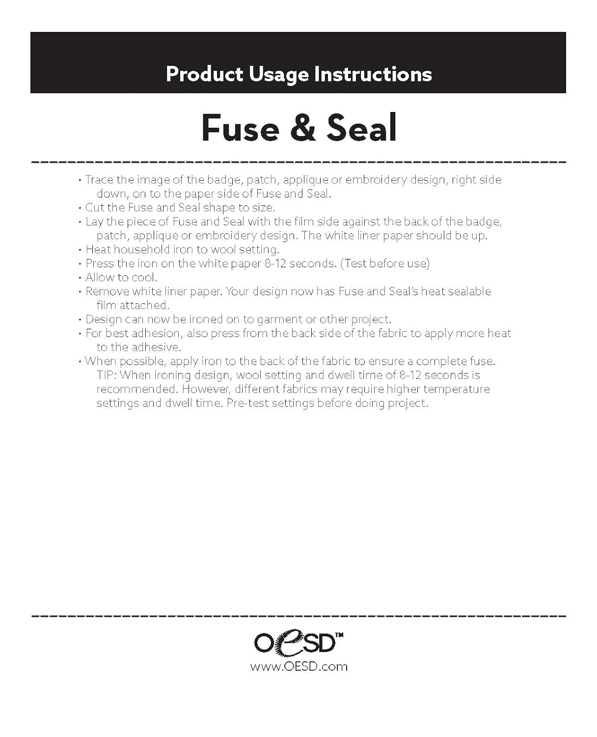 OESD Fuse and Seal Embroidery Backing 15" x 5 Yd Roll