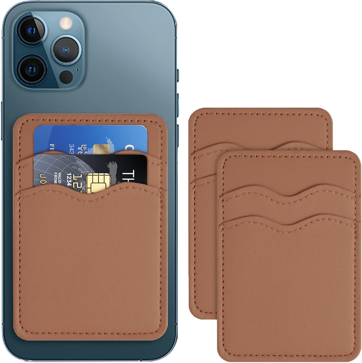 BINNIKY 2 Pack Phone Wallet Stick on, Leather Phone Card