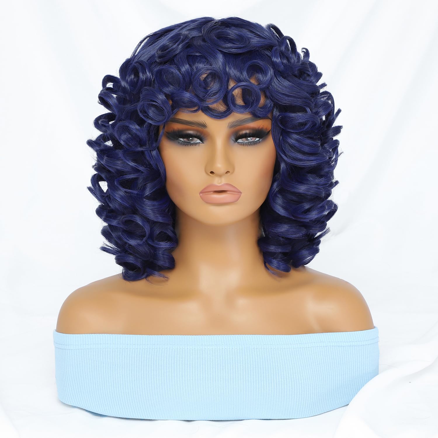Amazon.com : Short Loose Curly Wigs with Bangs for Black 